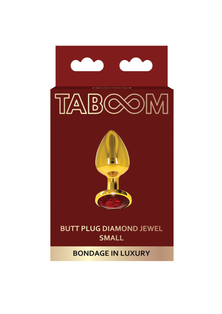 Taboom Butt Plug With Diamond Jewel S - Korek analny, Czerwony, 7 cm