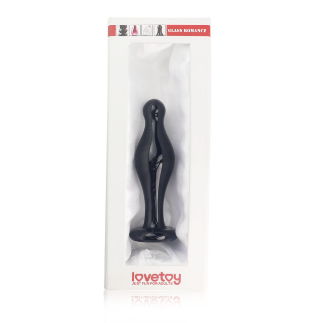 Lovetoy Glass Romance Just Fun 4.5" - Korek analny, Czarny, 11.3 cm