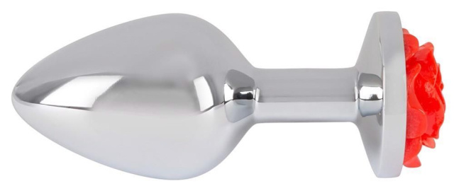 Korek analny Rose Butt Plug, 9 cm (srebro)