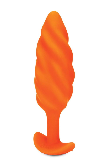 B-Vibe Swirl Texture Plug - Korek analny, Pomarańczowy, 13.5 cm