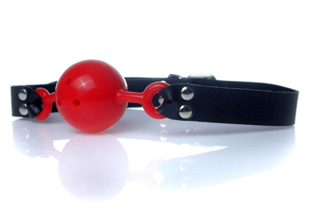 Fetish B - Series Ball Gag - Knebel z kulką, Czarny-Czerwony, 52 cm
