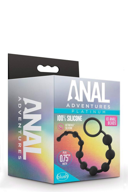 Blush Anal Adventures Platinum Anal Beads - Łańcuszek analny, Czarny, 31.8 cm