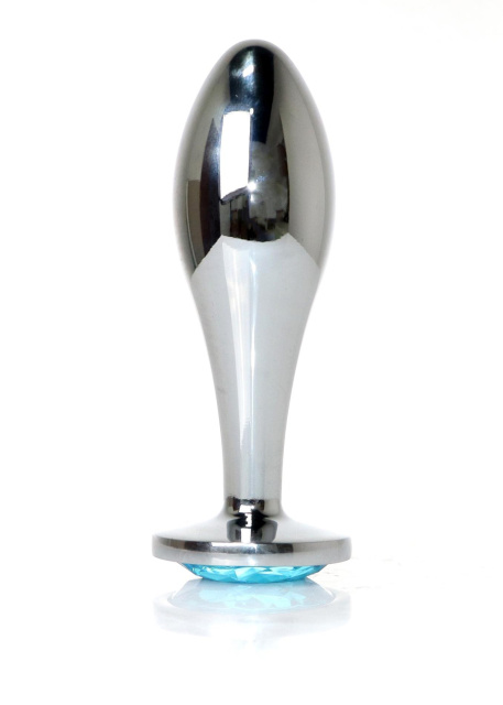 B - Series HeavyFun Jewellery Silver Plug Clear L - Korek analny, Niebieski, 10.5 cm