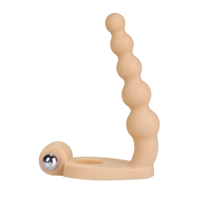 Lovetoy The Ultra Soft Double - Korek analny z pierścieniem erekcyjnym, W kolorze cielistym, 16, 5 cm