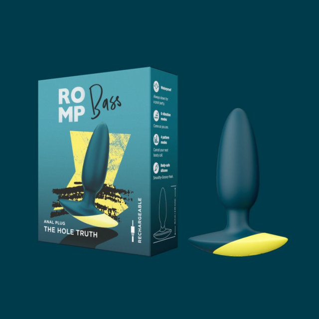 Romp Bass - Korek analny, Zielony, 10.5 cm