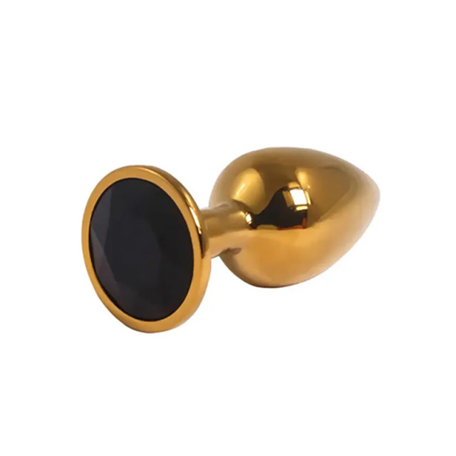 Fantasy Gold Butt Plug with S - Korek analny, Czarny, 7 cm, S