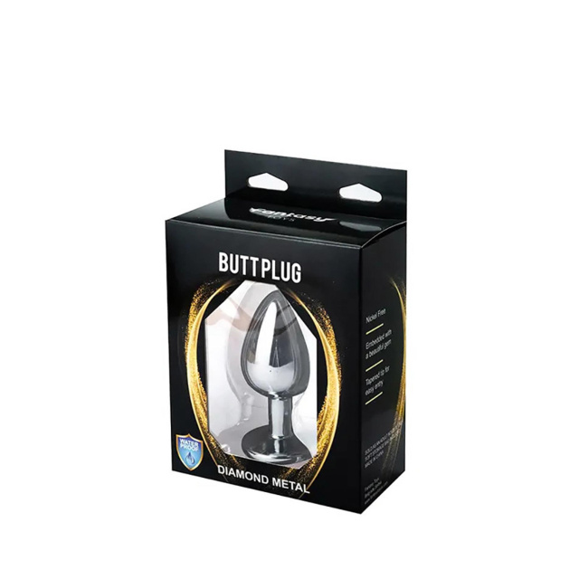 Fantasy Silver Butt Plug Diamond S - Korek analny, Czarny, 7 cm, S