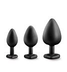 Blush Luxe Bling Plugs Trainer Kit - Zestaw korków analnych, Czarny, 9.5 cm