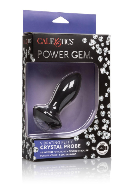 CalExotics Petite Crystal Probe - Korek analny, Czarny, 9.5 cm