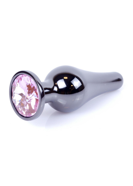 B - Series HeavyFun Dark Silver - Korek analny, Jasnoróżowy, 9.5 cm