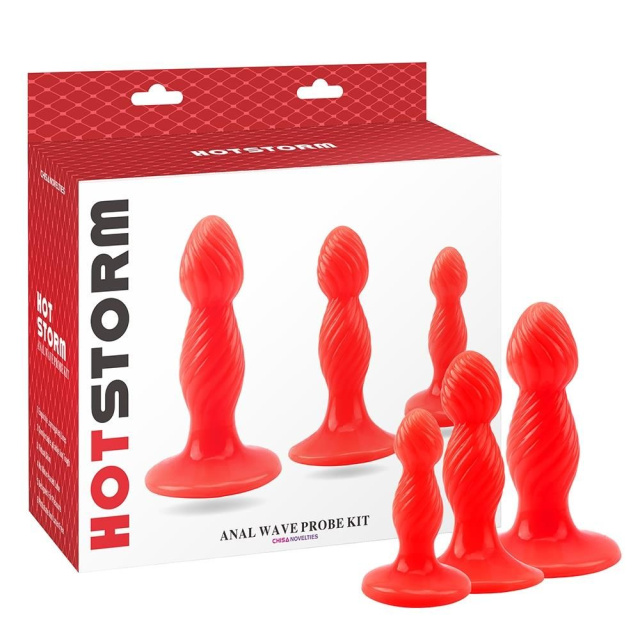 Набір анальних пробок Hot Storm Anal Wave Probe Kit, 3 шт (червоний)