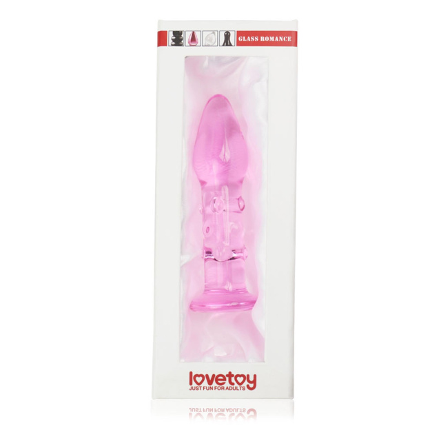 Lovetoy Glass Romance 5.5" - Korek analny, Różowy, 14 cm
