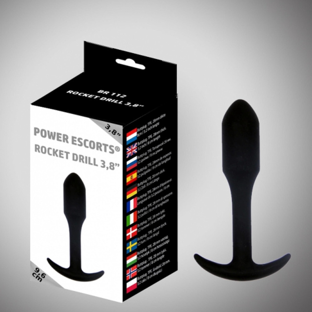 Power Escorts BR112 - Korek analny, Czarny, 9.6 cm