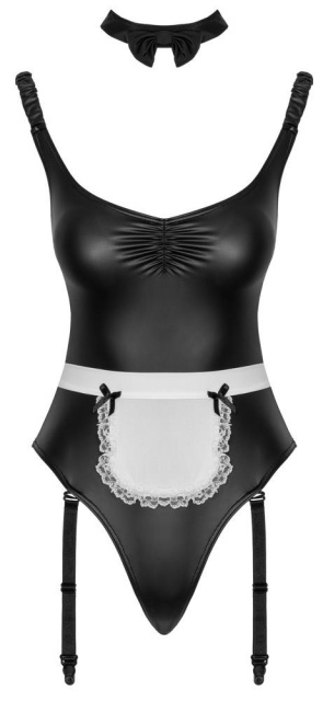Боді Cottelli Collection Costumes Maid, XL (чорний з білим)