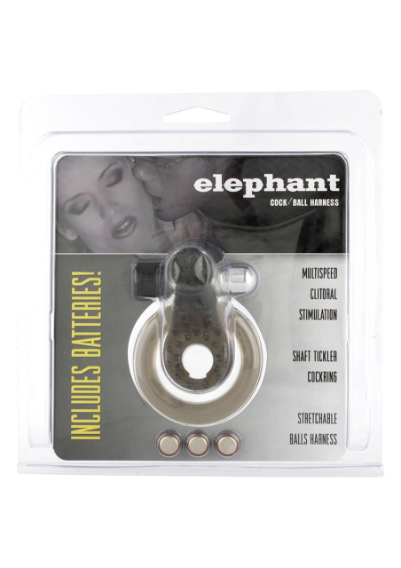 Ерекційне кільце з вібрацією Cock & Ball Ring Elephant (чорний)