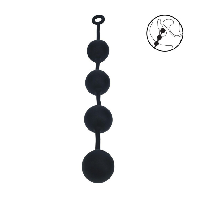 Анальний ланцюжок Levelz Round Silicone Anal Balls, 52.5 см (чорний)