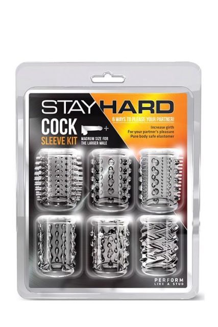 Насадка на пенис Blush Stay Hard Cock Sleeve Kit, 6 шт. (прозрачный)