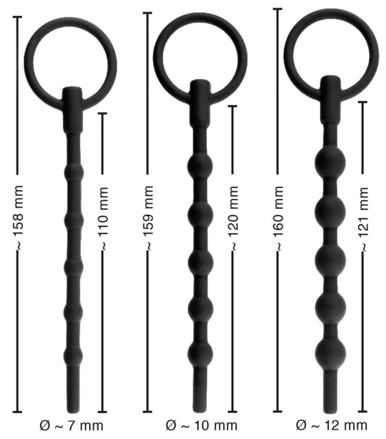 Penisplug Training Set - Stymulator cewki moczowej, Czarny, 16 cm