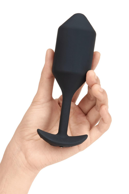 B-Vibe Vibrating Snug Plug 4 - Korek analny z wibracjami, Czarny, 15 cm