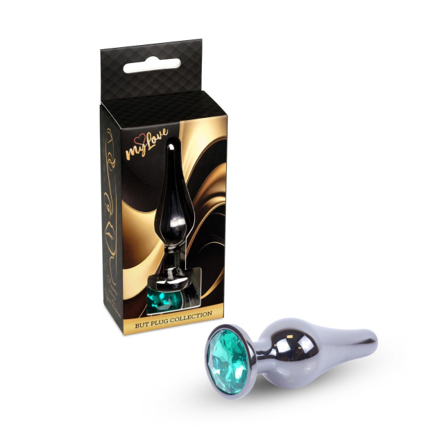 MyLove Jewellery Dark Silver Butt Plug - Korek analny, Zielony, 9.5 cm