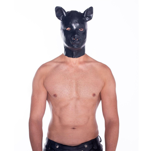 Prowler Latex Pig Hood - Maska, Czarny