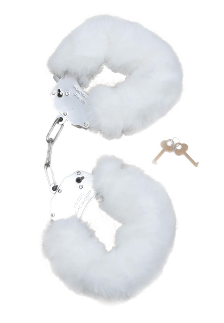 Fetish B - Series Furry Cuffs - Kajdanki, Biały, 7.5 cm