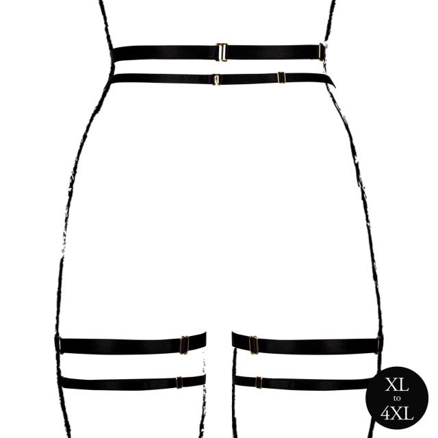 Пояс для панчіх Le Désir Double Strap Garter, Plus Size (чорний)
