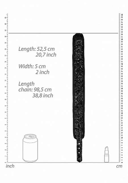 Ouch Luxury Collar with Leash - Obroża ze smyczą, Czarny, 52.5 cm