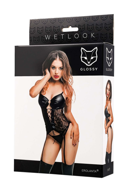 Glossy Miriam wetlook - Komplet, XL
