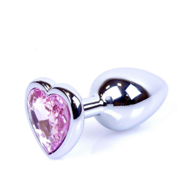 MyLove Jewellery Silver Heart Plug - Korek analny, Jasnoróżowy, 7 cm