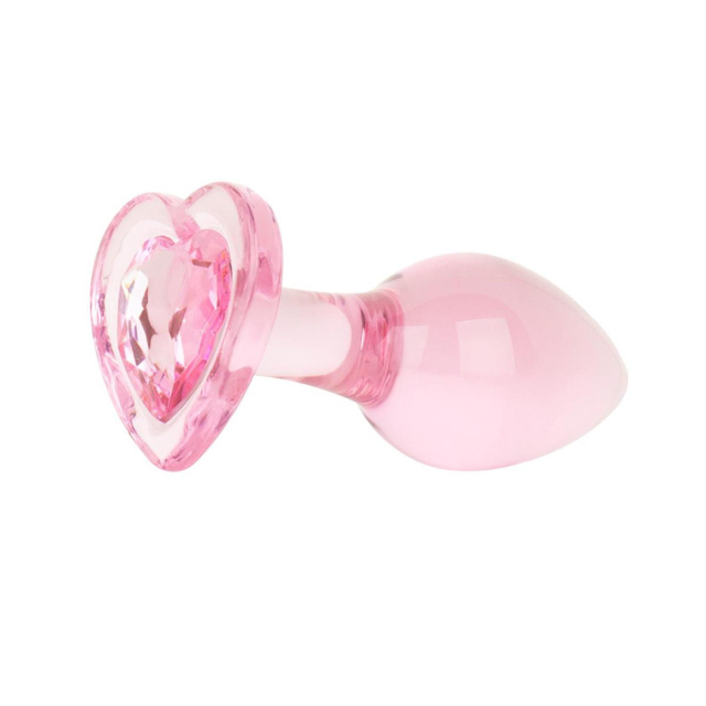 Easytoys Anal Plug Glass - Korek analny, Różowy, 8.3 cm, M