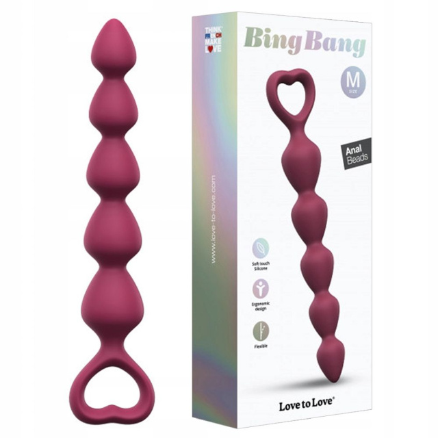 Анальний ланцюжок Love To Love Bing Bang M Plum Star, 18,5 см (бордовий)