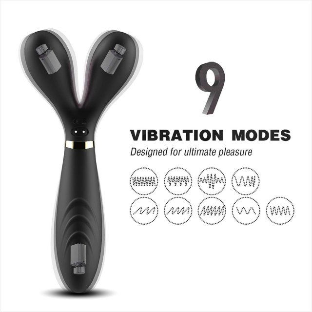 B - Series Joy Y-Wand - Wibrator-królik B -, Czarny, 19.2 cm