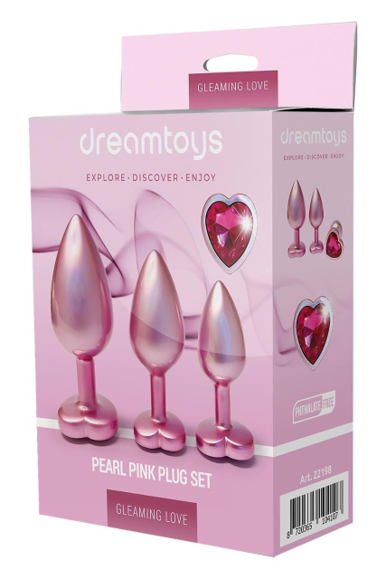 Dream Toys Gleaming Love Set - Zestaw korków analnych, Różowy, 9.5 cm