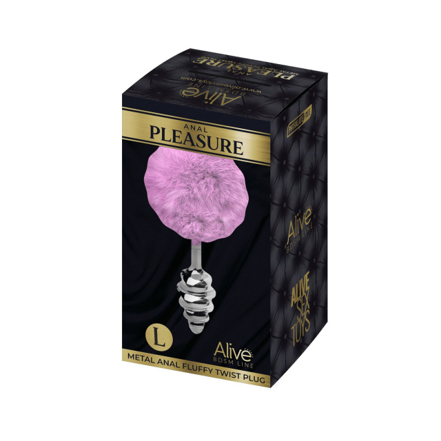 Alive Metal Anal Fluffy Twist Plug - Korek analny, Liliowy, 9 cm