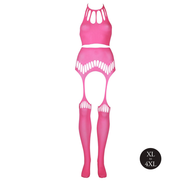 Комплект білизни Ouch! Two Piece with Crop Top and Stockings, XL/XXXXL (рожевий)