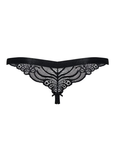 Сексуальные стринги с интимным вырезом Obsessive 828, S/M (черный)