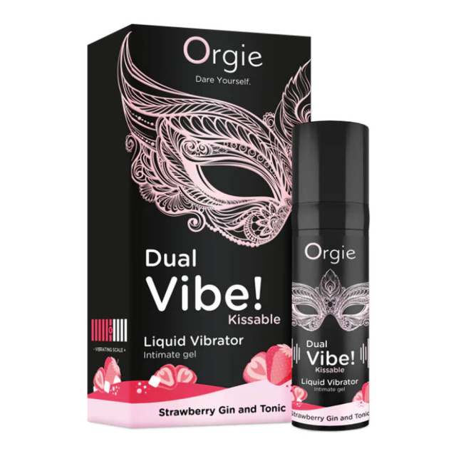 Рідкий вібратор Orgie Dual Vibe! Liquid Vibrator Strawberry Gin and Tonic, 15 мл
