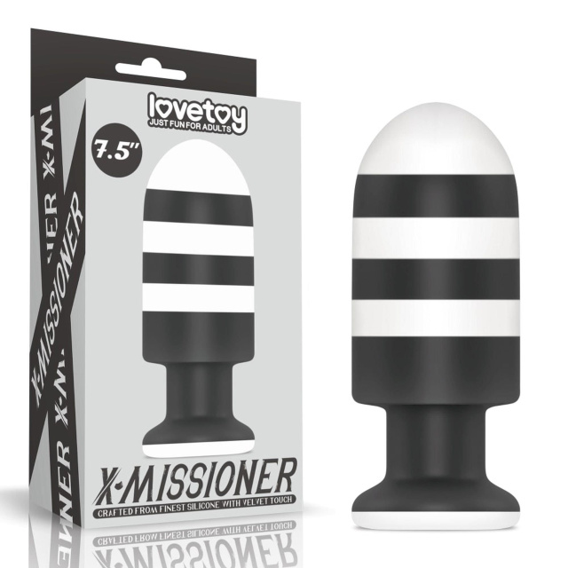 Lovetoy X-Missioner - Korek analny, Czarny-Biały, 19, 5 cm
