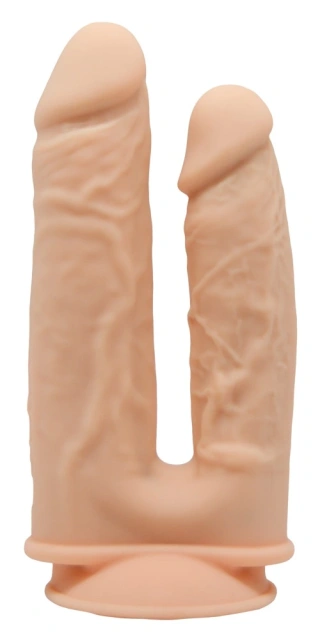 Silexd Double Model 1 - Podwójny dildo z wibracjami, W kolorze cielistym, 19.5 cm