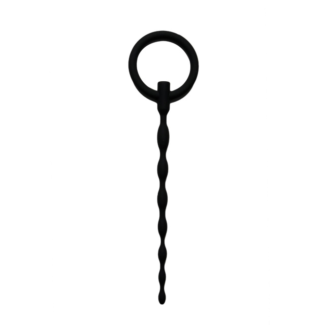 Sinner Gear Silicone Penis Plug With Pull Ring - Stymulator cewki moczowej, Czarny, 16 cm