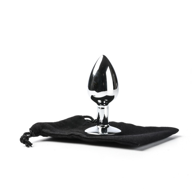 Simply Pleasure Korek Analny Stalowy Srebrny Rozmiar S Kryształ Jasno Fioletowy - Korek analny z kryształkiem, Fioletowy, 7 cm, S