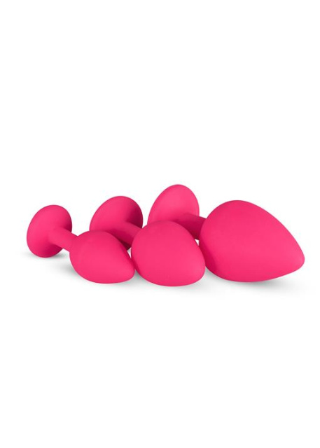 Набор анальных пробок EasyToys Plug-Diamond, 3 шт (розовый)