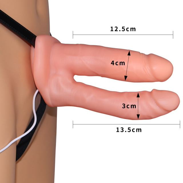 Страпон Unisex Hollow Strap On Vibrating, 13.5 см (телесный)