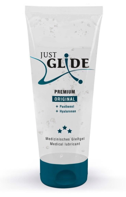 Just Glide Premium - Lubrykant na bazie wody, Bez smaku, 200 ml