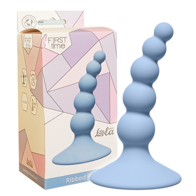 Lola Games Ribbed Plug - Korek analny, Niebieski, 10.5 cm