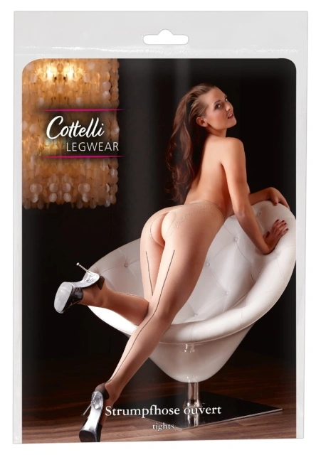 Cottelli LEGWEAR Tights Skin-coloured 3 - Rajstopy z otwartym kroczem, 3