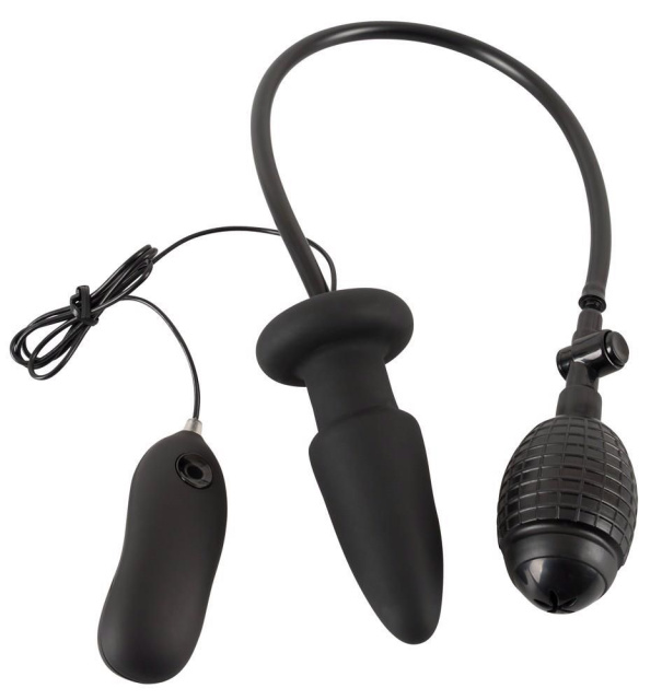 You2Toys Inflatable + Vibrating Butt Plug - Korek analny, Czarny, 12, 2 cm