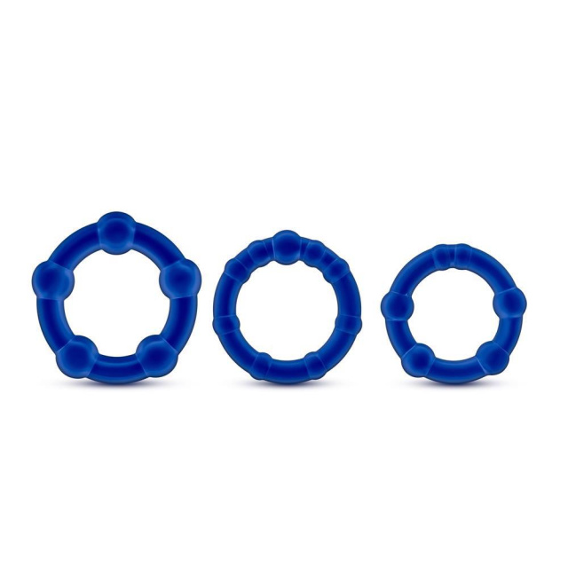 Набор эрекционных колец Stay Hard Beaded Cockrings, 3 шт (синий)