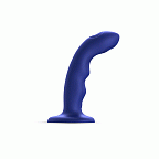 Вібратор Strap-On-Me Tapping Dildo Wave M, 15.7 см (синій)